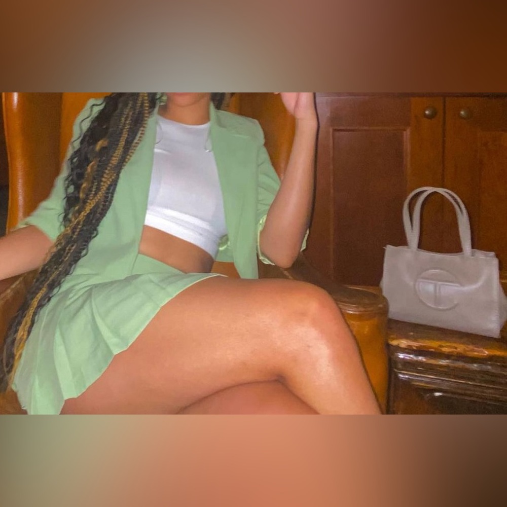 Green 2 piece skirt and blazer Zara set